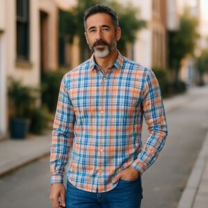 Saddlebred Comfort Flex Multicolor Plaid Button Down Shirt‎ XL